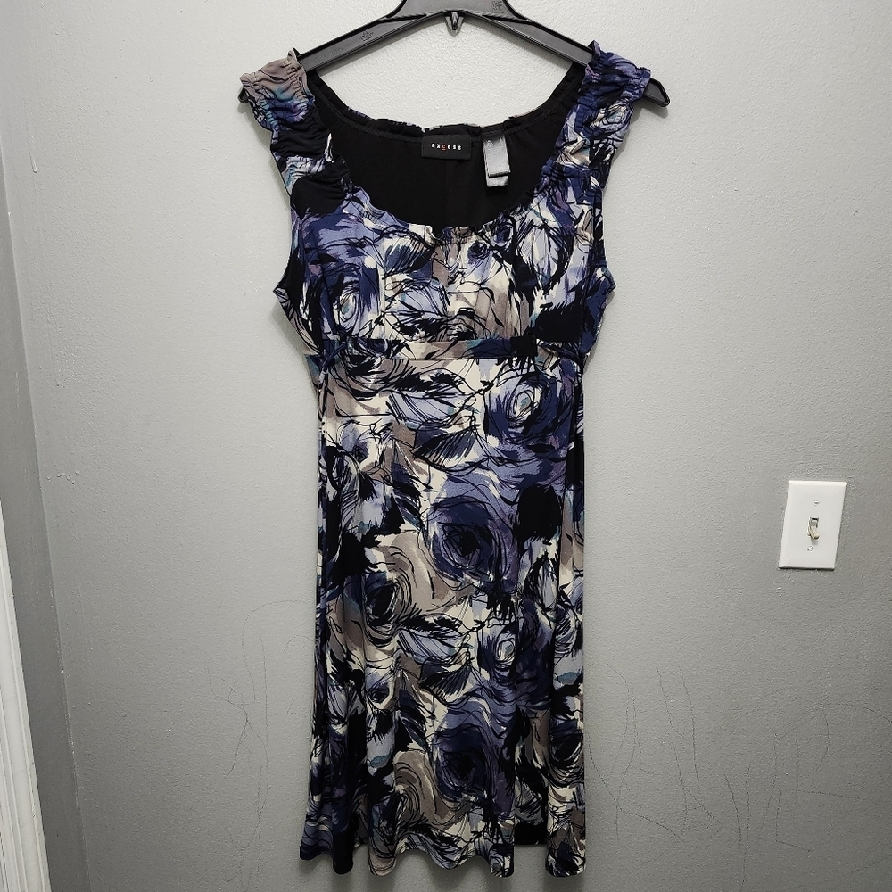 Axcess women's milkmaid dress size large multi color purple and black